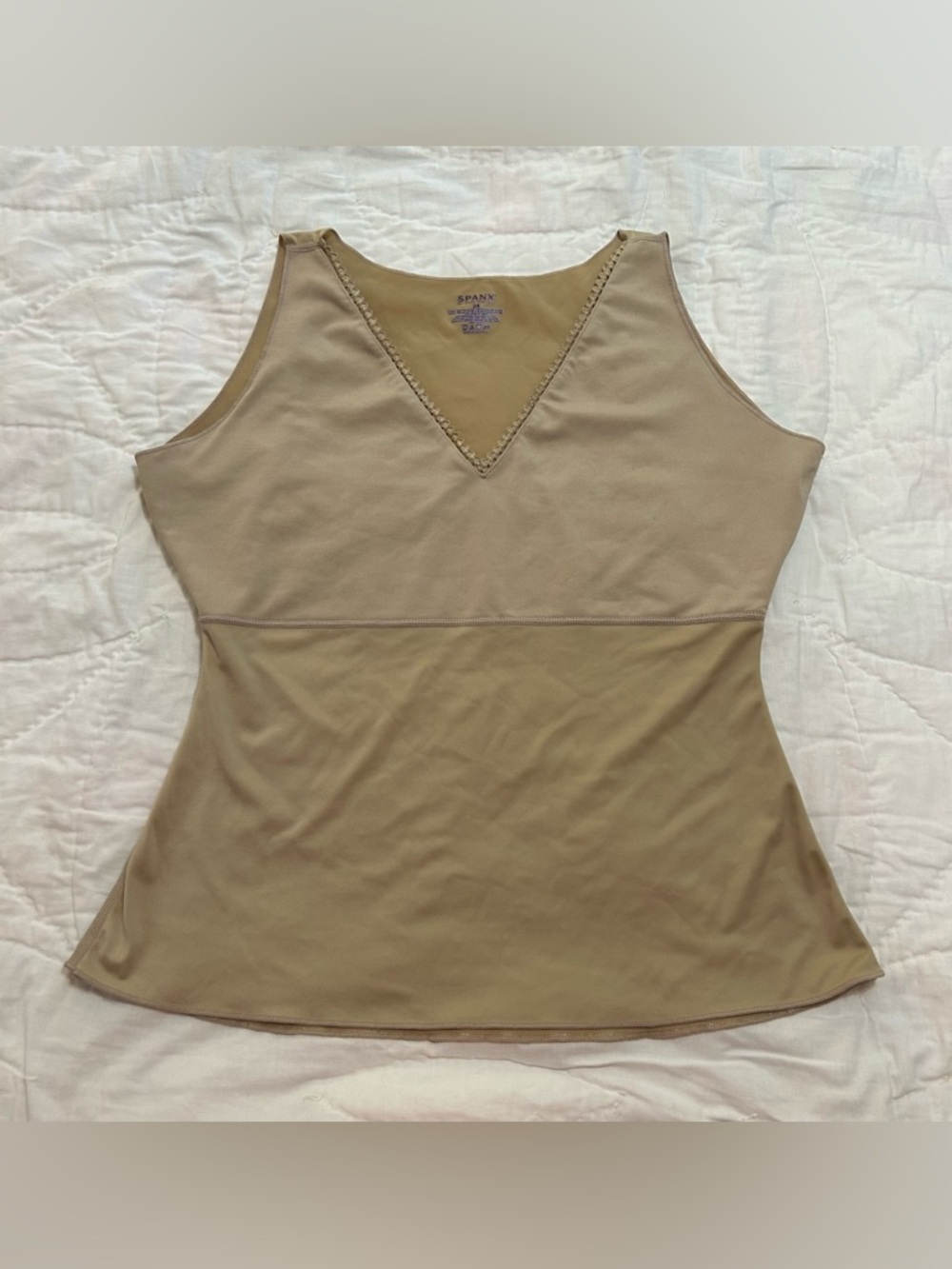 Spanx Hide & Sleek V Neck Cami Tank Top Shapewear Womens Plus 2X Beige
